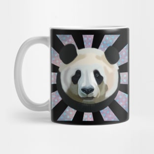 Striking Panda bear on patterned sun rays Mug